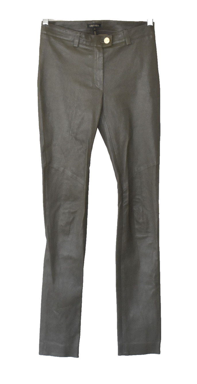 B5 Auth ESCADA Olive Lamb Leather Slim Skinny Pants Size XS